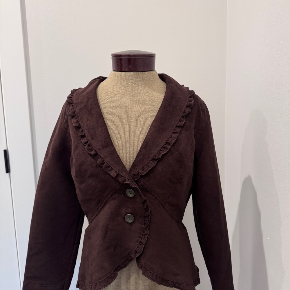 Faded Glory Dark Brown Ruffled Blazer
